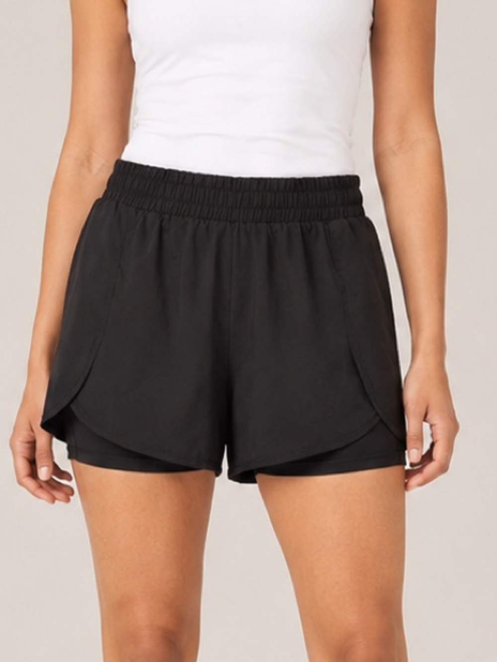 Girlfriend Collective Trail Shorts Black 2-in-1 Running Size M